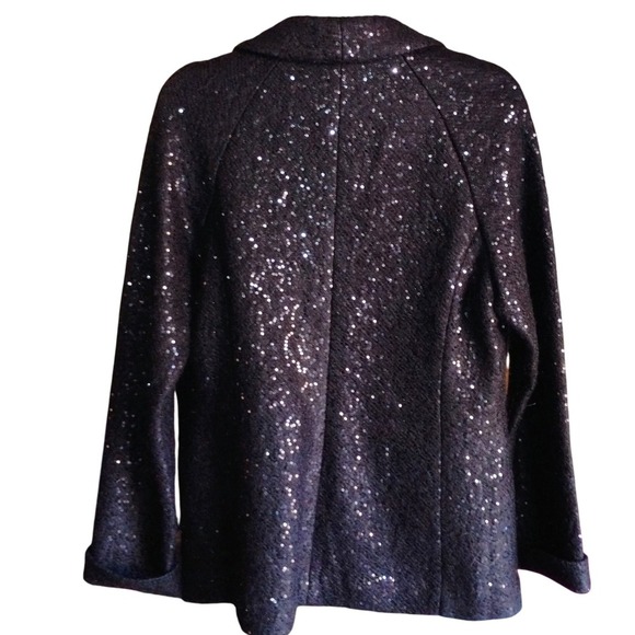 NEW Banana Republic Wool-Blend Blazer SIZE 12 BLACK Holiday Sparkle, VINTAGE - Picture 3 of 6